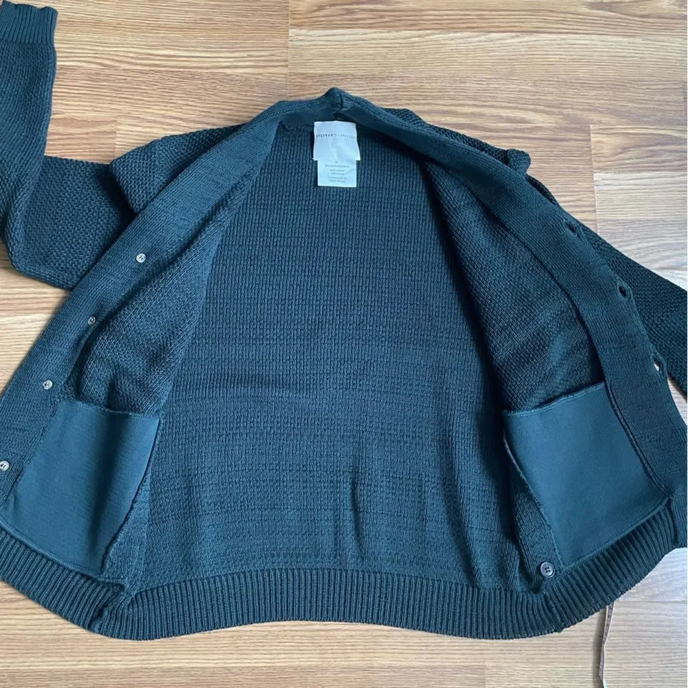 Stephan Schneider Men’s Textured Cotton Shawl Collar Cardigan Sz 6 Olive Belgium